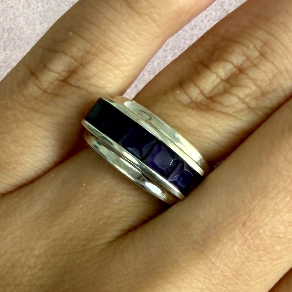 sterling silver channel-set purple amethyst ring size 5.75